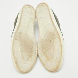 Versace Olive Green Leather  Medusa Slip On Sneakers Size 43