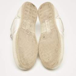 Pre Owned Versace White Leather Ilus Low Top Sneakers Size 43