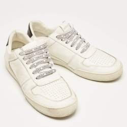 Pre Owned Versace White Leather Ilus Low Top Sneakers Size 43