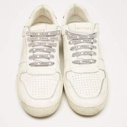 Pre Owned Versace White Leather Ilus Low Top Sneakers Size 43