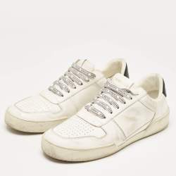 Pre Owned Versace White Leather Ilus Low Top Sneakers Size 43