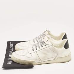 Pre Owned Versace White Leather Ilus Low Top Sneakers Size 43