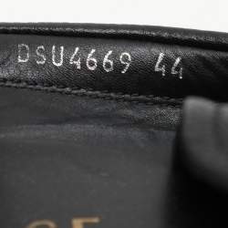 Pre Owned Versace Black Leather Medusa Detail Slip On Loafers Size 44