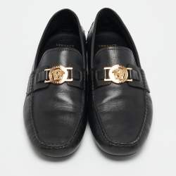 Versace Black Leather Medusa Loafers Size 44