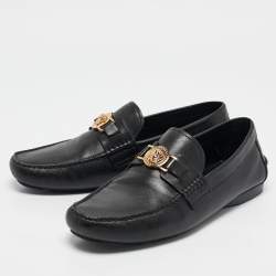 Versace Black Leather Medusa Loafers Size 44