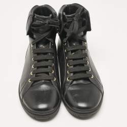 Versace Black Leather High Top Sneakers Size 42