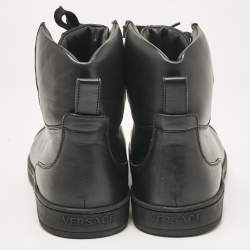 Versace Black Leather High Top Sneakers Size 42