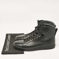 Versace Black Leather High Top Sneakers Size 42
