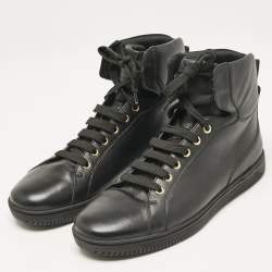 Versace Black Leather High Top Sneakers Size 42