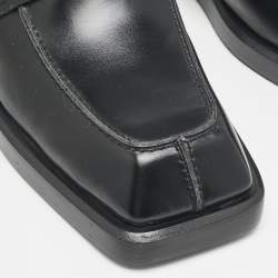 Versace Black Leather Squared Toe Loafer Mules Size 45