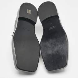 Versace Black Leather Squared Toe Loafer Mules Size 45