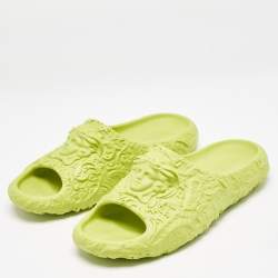 Versace Green Baroque Medusa Embossed Rubber Pool Slides Size 47