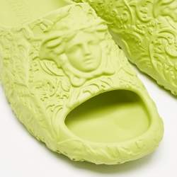 Versace Green Baroque Medusa Embossed Rubber Pool Slides Size 47