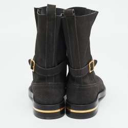 Versace Olive Green Suede Ankle Boots Size 44