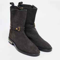 Versace Olive Green Suede Ankle Boots Size 44