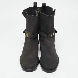 Versace Olive Green Suede Ankle Boots Size 44
