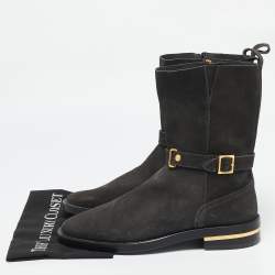 Versace Olive Green Suede Ankle Boots Size 44