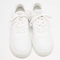 مملوكة مسبقًا Versace White Leather Greca Odissea Sneakers Size 46