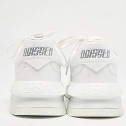 مملوكة مسبقًا Versace White Leather Greca Odissea Sneakers Size 46