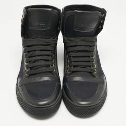 Versace Black Canvas and Leather Medusa High Top Sneakers Size 42