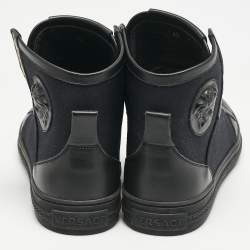 Versace Black Canvas and Leather Medusa High Top Sneakers Size 42