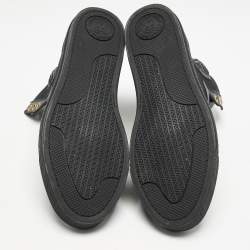Versace Black Canvas and Leather Medusa High Top Sneakers Size 42
