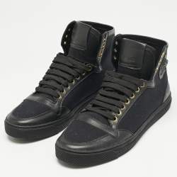 Versace Black Canvas and Leather Medusa High Top Sneakers Size 42