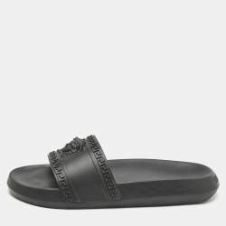 Versace Black Rubber La Medusa Pool Slides Size 43