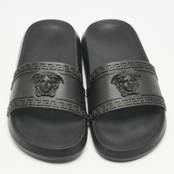 Versace Black Rubber La Medusa Pool Slides Size 43