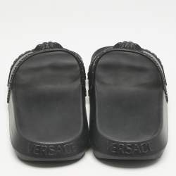 Versace Black Rubber La Medusa Pool Slides Size 43