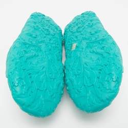 Versace Turquoise Blue Baroque Medusa Embossed Rubber Pool Slides Size 46