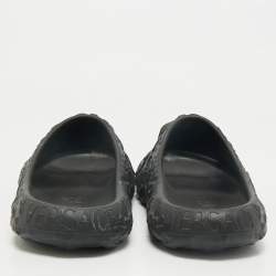 Versace Black Baroque Embossed Rubber Pool Slide Flats Size 42