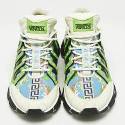 Versace Multicolor Leather and Canvas Trigreca Sneakers Size 42
