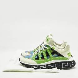 Versace Multicolor Leather and Canvas Trigreca Sneakers Size 42