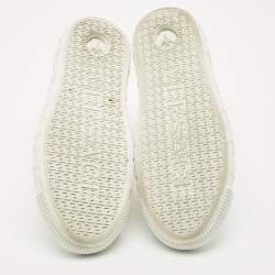 Pre Owned Versace White Canvas Greca Medusa Logo Patch High Top Sneakers Size 42