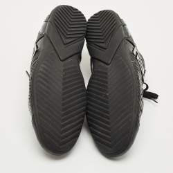 Pre Owned Versace Black Patent Leather and Python Leather Lace Up Sneakers Size 44