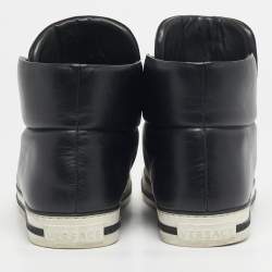 Pre Owned Versace Black Leather Palazzo Slip On Sneakers Size 46