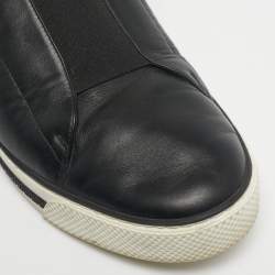 Pre Owned Versace Black Leather Palazzo Slip On Sneakers Size 46