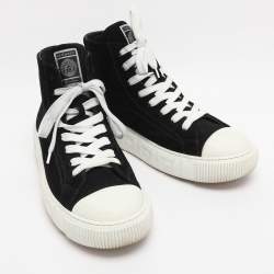 Pre Owned Versace Black Suede High Top Sneakers Size 41