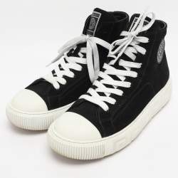 Pre Owned Versace Black Suede High Top Sneakers Size 41