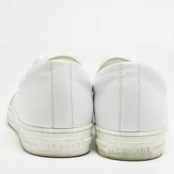 Pre Owned Versace White Leather Palazzo Medusa Slip On Sneakers Size 43