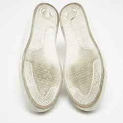 Pre Owned Versace White Leather Palazzo Medusa Slip On Sneakers Size 43