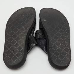 Pre Owned Versace Black Leather Medusa Detail Flat Slide Sandals Size 43