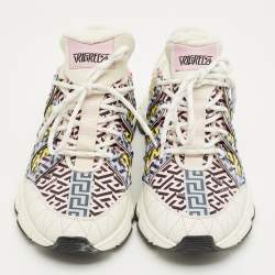 Pre Owned Versace Multicolor Canvas and Leather Trigreca Lace Up Sneakers Size 42