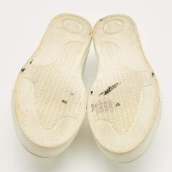 Pre Owned Versace White Leather Palazzo Medusa Slip On Sneakers Size 43