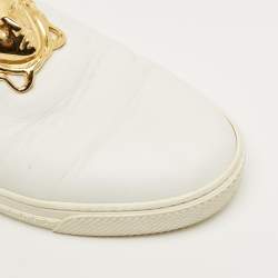 Pre Owned Versace White Leather Palazzo Medusa Slip On Sneakers Size 43