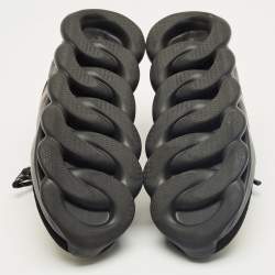 Pre Owned Versace Black/Yellow Canvas and Leather Trigreca Sneakers Size 44