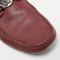 Pre Owned Versace Medusa Size 40 Burgundy Leather Loafers