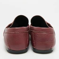 Pre Owned Versace Medusa Size 40 Burgundy Leather Loafers
