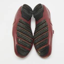 Pre Owned Versace Medusa Size 40 Burgundy Leather Loafers